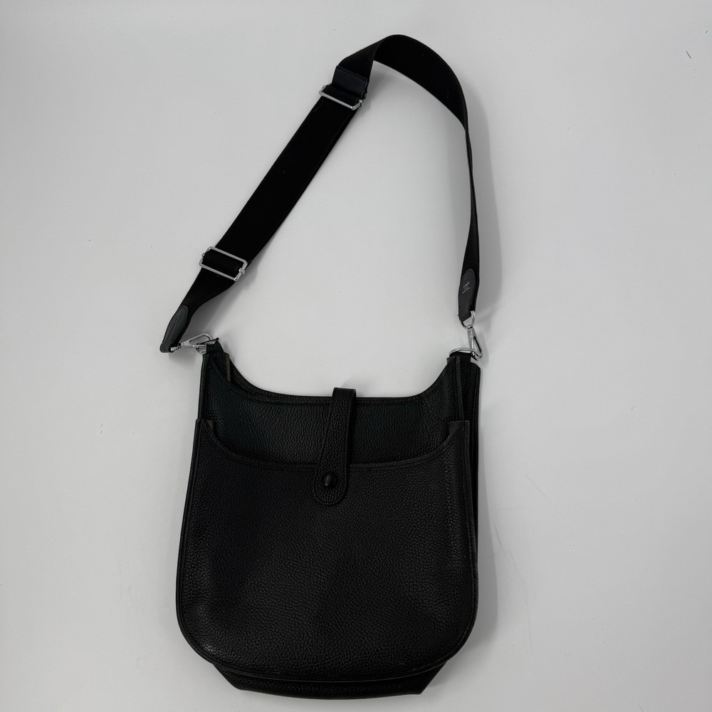 Hermes Evelyne PM Black Clemence Leather Crossbody Bag France - Picture 8 of 16